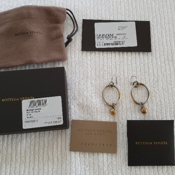 Bottega Veneta silver & gold patina hoop earrings - Picture 3 of 6